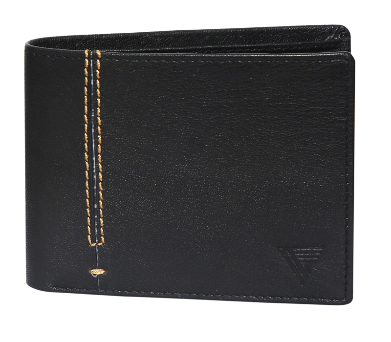 Premium Genuine Leather Bi-Fold Wallet . (BLACK)