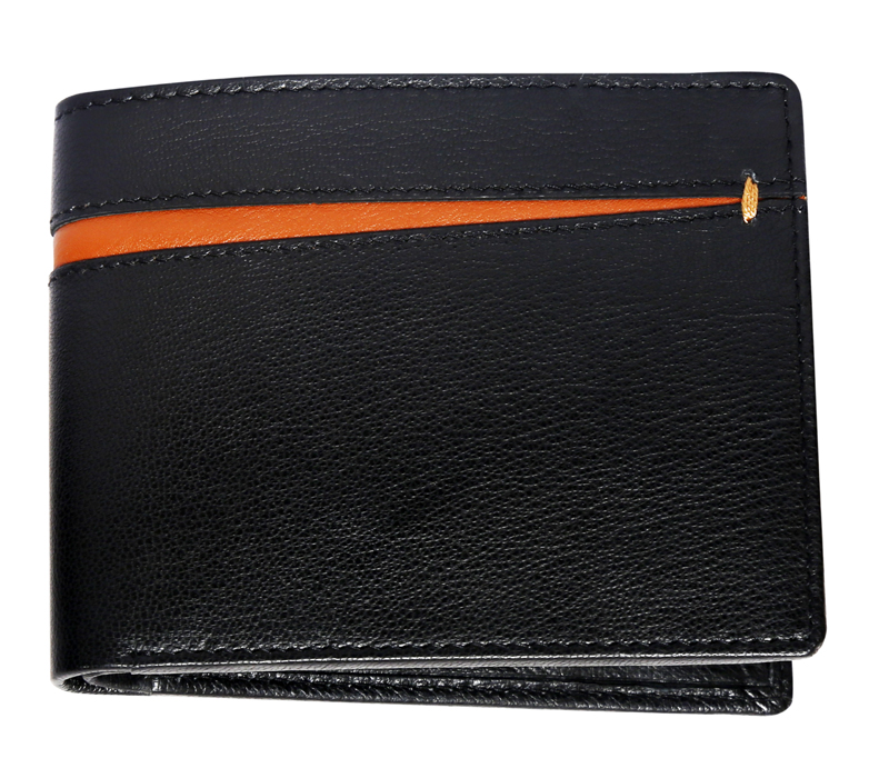 Premium Genuine Leather Bi-Fold Wallet. (BLACK)