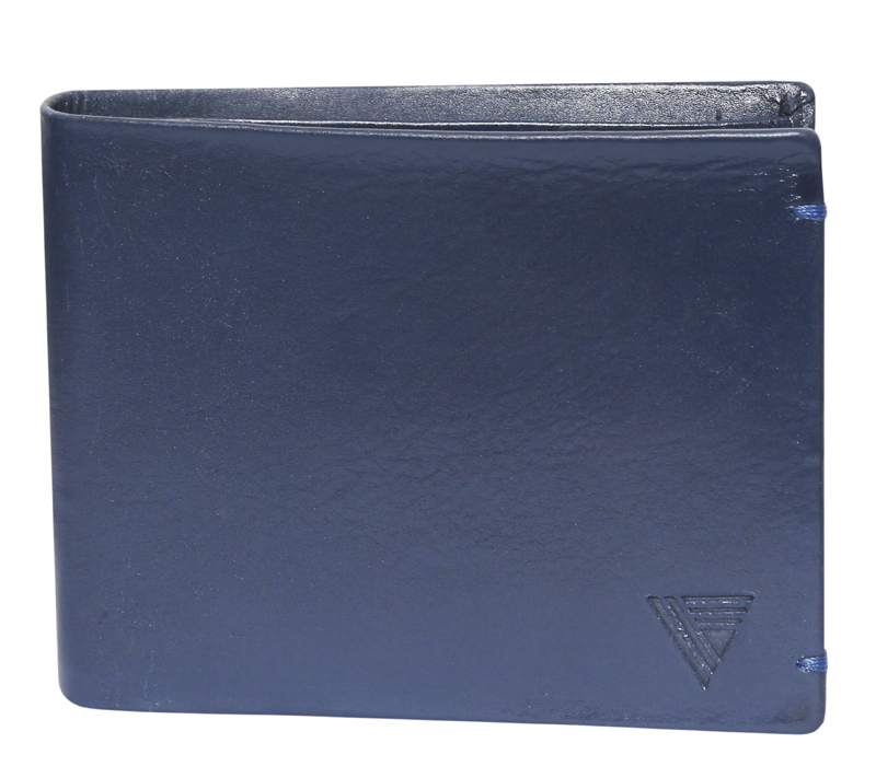 Premium Genuine Leather Bi-Fold Wallet. (BLUE)