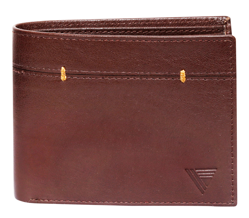 Premium Genuine Leather Bi-Fold Wallet. (BROWN)